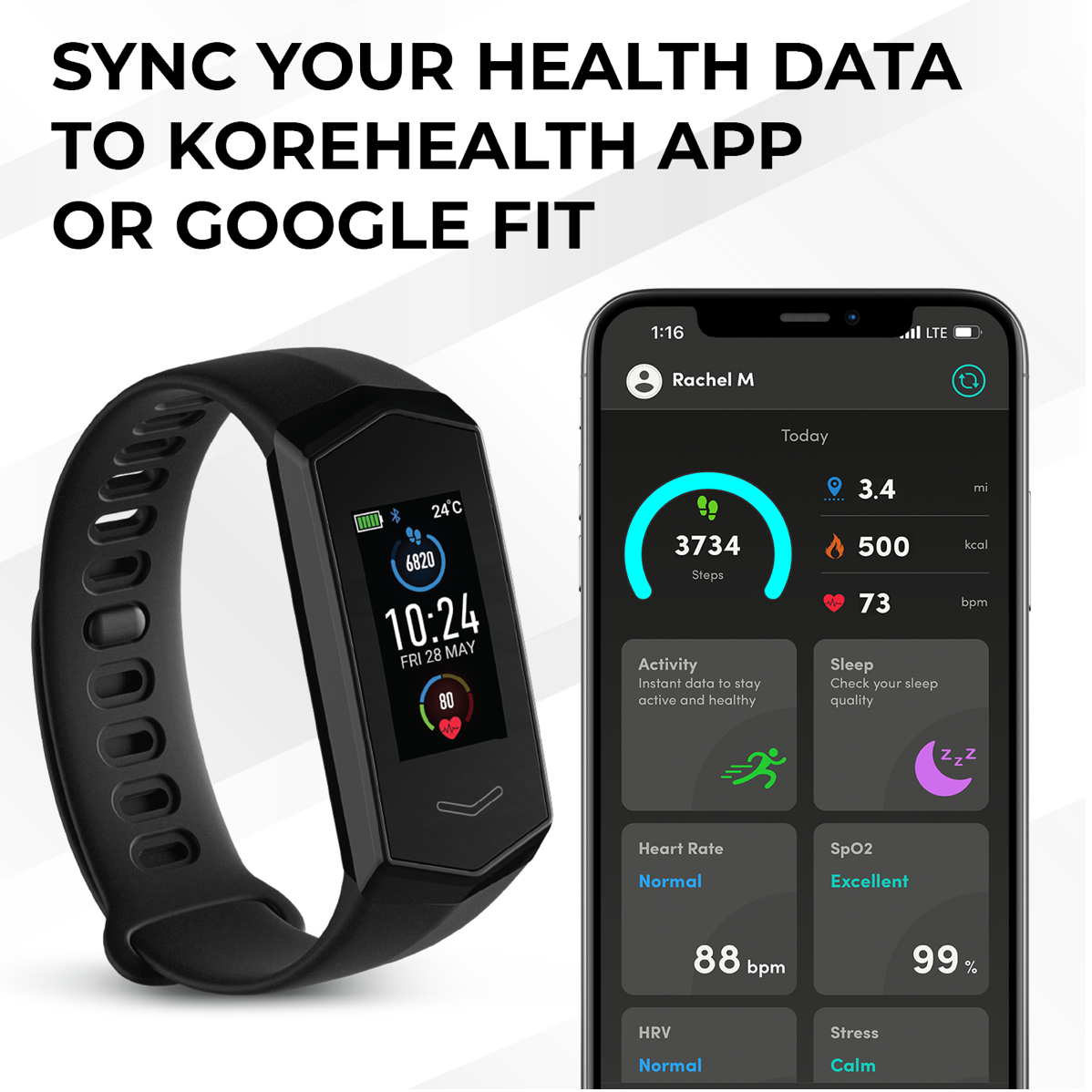 Kore 2.0 Elite Smart Watch - Health Tracker,